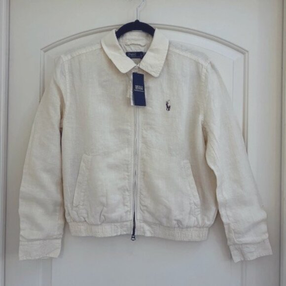 POLO RALPH LAUREN Women's Linen Windbreaker In White - Picture 1 of 5